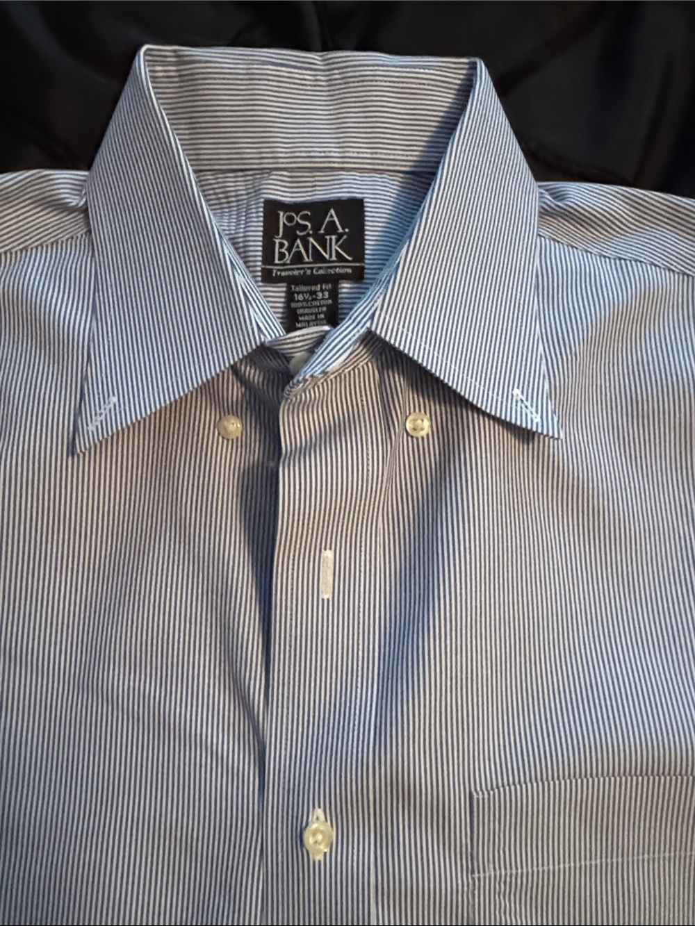Jos. A. Bank Blue and White Tailored Fit Pinstripe Dress Shirt